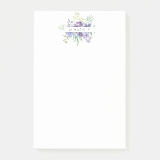 Lilac Aquarellblume personalisiert Post-it Klebezettel (Vorderseite)
