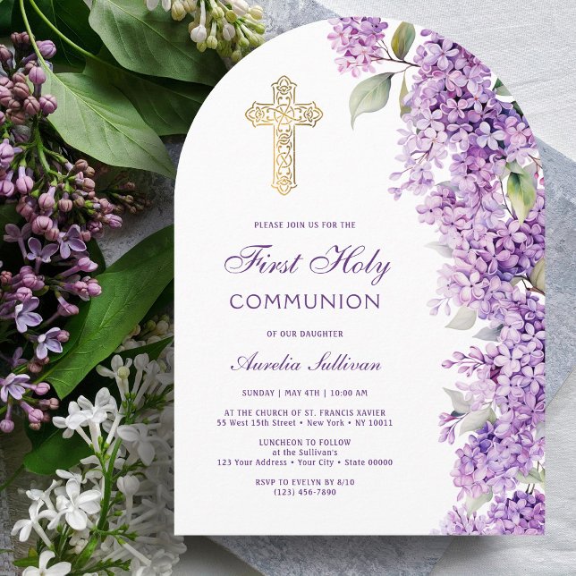 Lilac Arch First Communion Invitation Einladung (Von Creator hochgeladen)