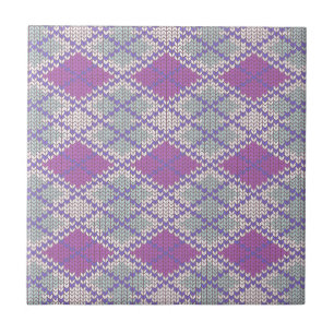 LILAC ARGYLE STRICKMUSTER 4,25x4,25 Keramikfliese