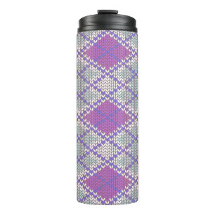 LILAC ARGYLE STRICKWARE Thermalbecher Thermosbecher
