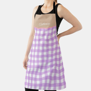 Lilac Beige Personalisiert Name Gingham Schürze