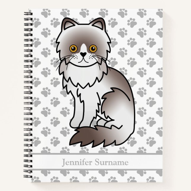 Lilac BiColor Persian Niedlich Cat & Custom Text Notizbuch (Vorderseite)