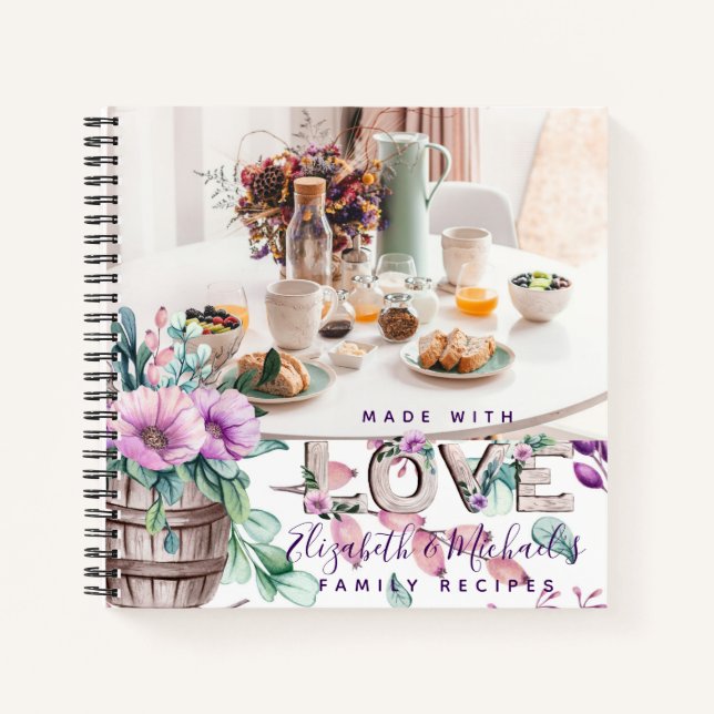 Lilac Bloom Custom Recipe Book Wedding Geschenk Notizbuch (Vorderseite)