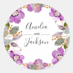 Lilac Blooms Botanische Hochzeitsticker Runder Aufkleber