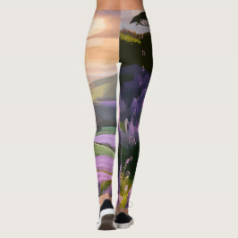 Lilac Blooms: Hillside Art am Sonnenuntergang Leggings