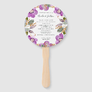 Lilac Blooms Wedding Program Hand Fan Fächer