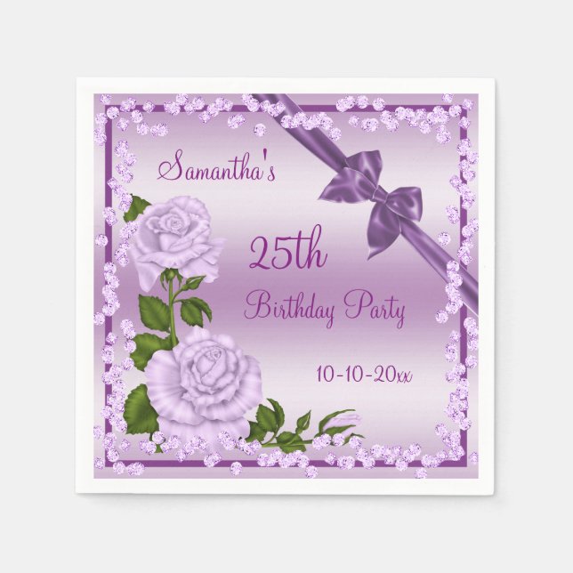 Lilac Blossom, Bows & Diamonds 25. Serviette (Vorderseite)