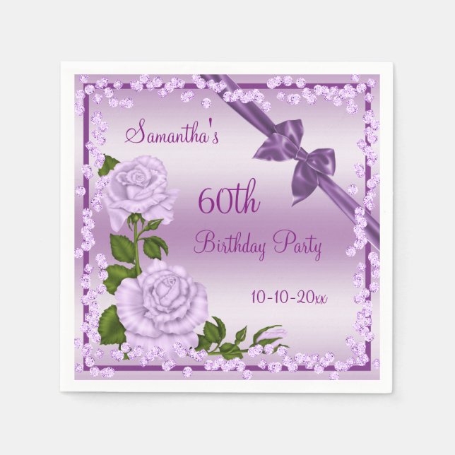 Lilac Blossom, Bows & Diamonds 60. Serviette (Vorderseite)