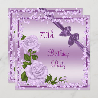 Lilac Blossom, Bows & Diamonds 70. Geburtstag Einladung