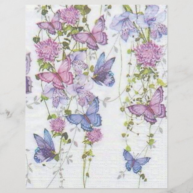 Lilac Blue Butterfats Decoupage Scrapbook Paper (Vorderseite)