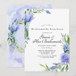 Lilac Blue Floral Bridesmaids Luncheon Invites