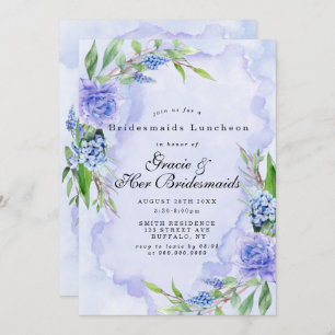 Lilac Blue Floral Bridesmaids Luncheon Invites