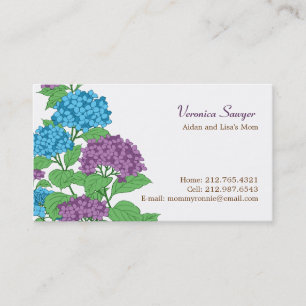 Lilac & Blue Hydrangeas-Profil / Mommy-Card Telefonnummerkarte