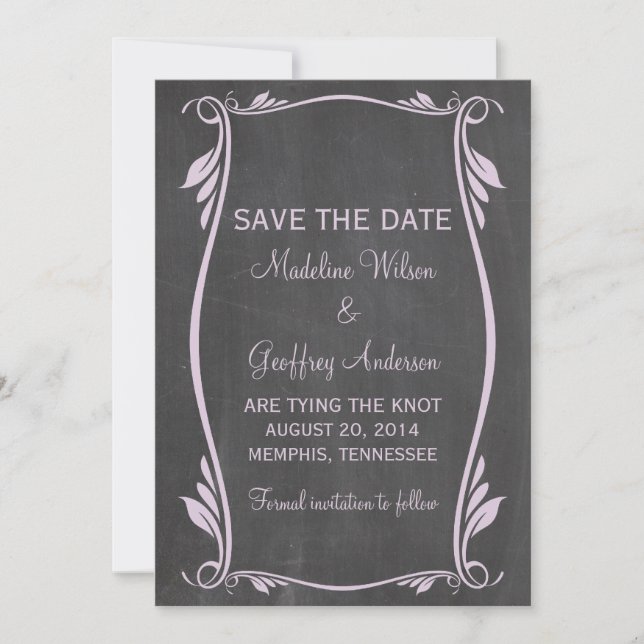 Lilac Blühe Chalkboard Save the Date einladen (Vorderseite)