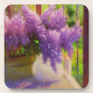 Lilac blüht in Vase-Plastik-Untersetzer Getränkeuntersetzer