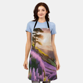 Lilac Blume Bloom on Hill bei Sonnenuntergang Glüh Schürze