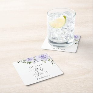 Lilac-Blume, Boho, Babydusche Rechteckiger Pappuntersetzer