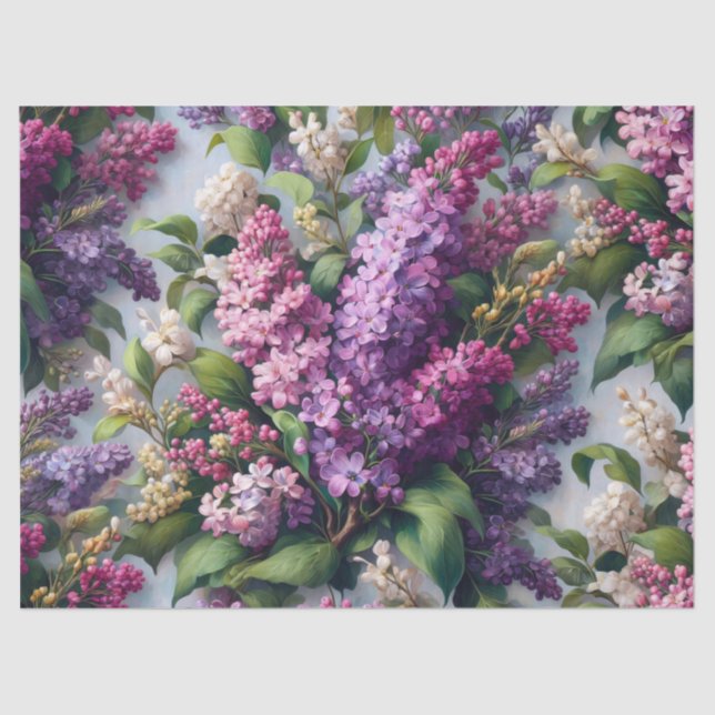 Lilac-Blume Botanisches Wasserfarbendekoupage Seidenpapier (Vorderseite)