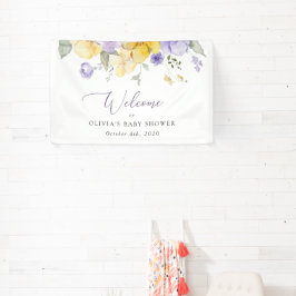 Lilac-Blume, gelbe Blumen, Babydusche - Empfang Banner