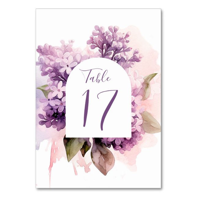 Lilac Blume Hochzeit im Wasser Tischnummer (Vorderseite)