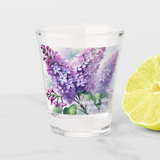 Lilac Blume Hochzeit von Wasserfarben Schnapsglas (Vorderseite)
