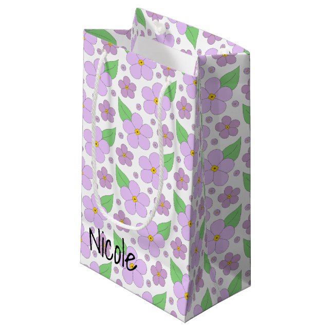 Lilac Blume Kleine Geschenktasche Kleine Geschenktüte (Vorderseite Schrägansicht)