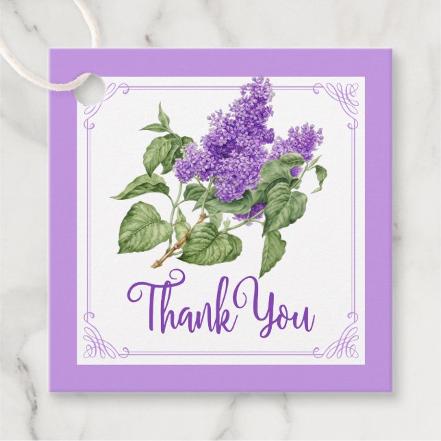 Lilac Blume Lila Green Floral Vielen Dank Geschenkanhänger (Vorderseite)