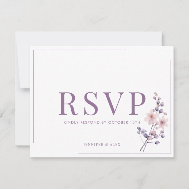 Lilac Blume Moderne Elegante UAWG RSVP Karte (Vorderseite)