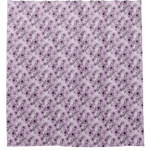Lilac-Blume-Muster auf Tigerhintergrund Duschvorhang
