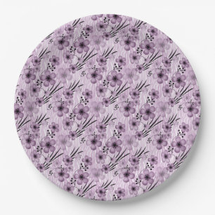 Lilac-Blume-Muster auf Tigerhintergrund Pappteller