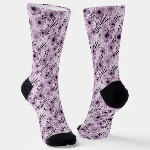 Lilac-Blume-Muster auf Tigerhintergrund Socken