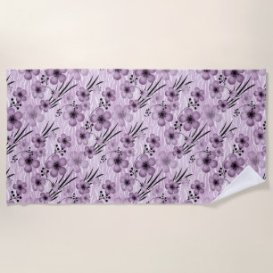 Lilac-Blume-Muster auf Tigerhintergrund Strandtuch