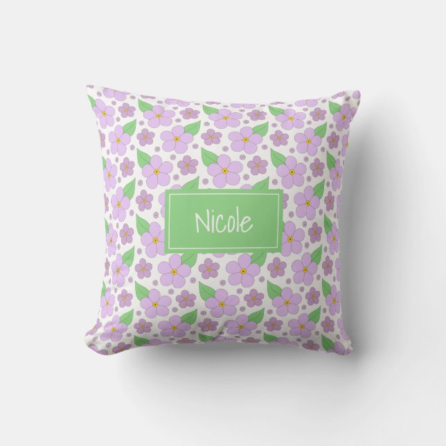 Lilac Blume Pattern Pillow Kissen (Vorderseite)