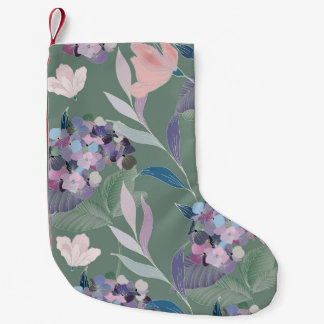 Lilac Blume Sage Gray Pattern Kleiner Weihnachtsstrumpf