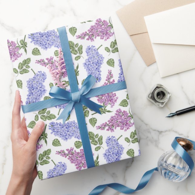 Lilac-Blume und Blätter Geschenkpapier (Schenken)