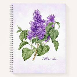Lilac Blume Vintag Botanische Lila grüne Blüte Notizbuch