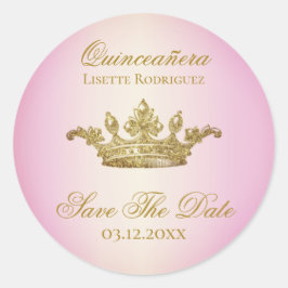 Lilac Blush Burgundy Save the Date Quinceanera Runder Aufkleber