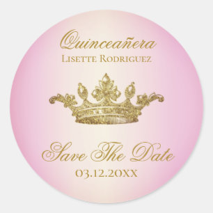 Lilac Blush Burgundy Save the Date Quinceanera Runder Aufkleber