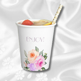 Lilac Blush Pink Rose Brautparty Pappbecher