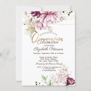 Lilac-Blüten Glitter-Schmetterlinge Quinceañera Einladung