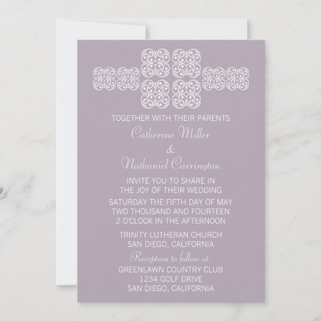 Lilac Bohemisch Chic Wedding Einladung (Vorderseite)