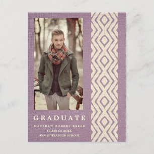 Lilac Boho Tribal Texture Foto Abschluss Ankündigungspostkarte