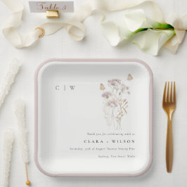 Lilac Boho Wildblume Fern Botanische Hochzeit Pappteller