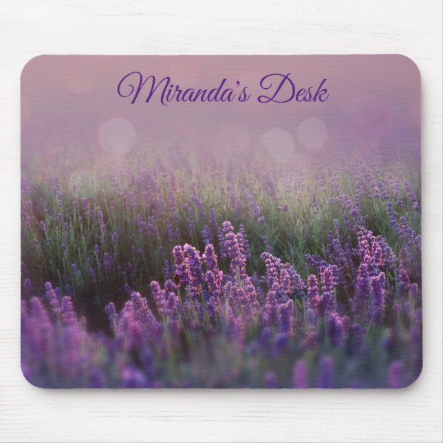 Lilac Bokeh Lila Feld der Blume Mousepad (Vorne)
