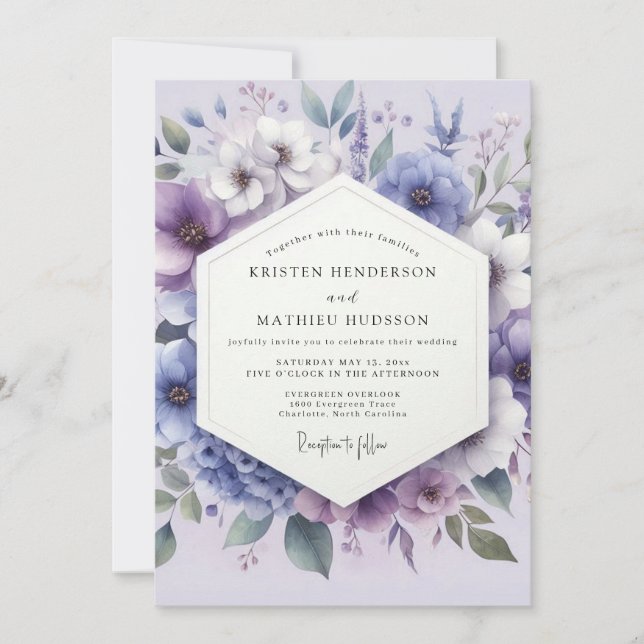 Lilac Botanical Whimsy Wedding Einladung (Vorderseite)