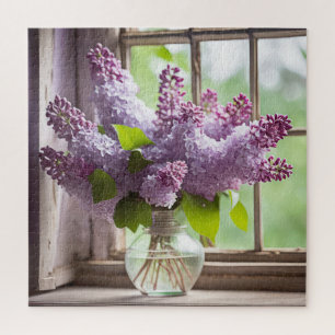 Lilac Bouquet in Window Puzzle