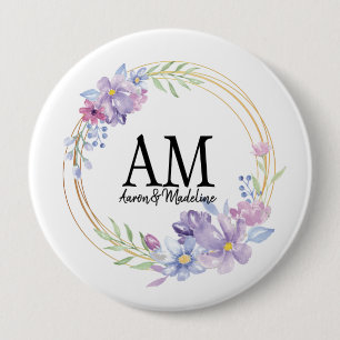 Lilac Bouquet, personalisiert Floral Monogram Button