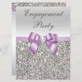 Lilac Bow - Silver Sequins große Engagement Einladung