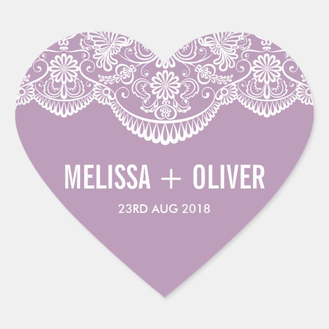 Lilac Brocade Lace | Heart Sticker (Vorderseite)