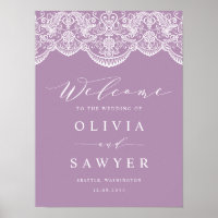 Lilac Brocade Lace Wedding Poster